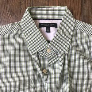 Banana Republic Green Checkered Button Down